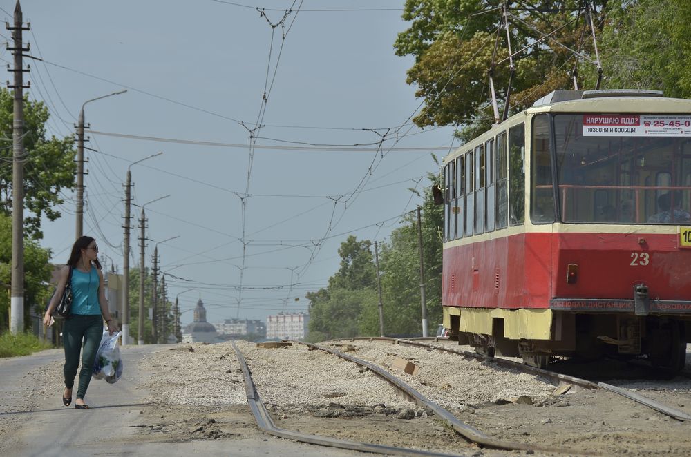 Ремонт трамвайных путей на Епифанской: ФОТО