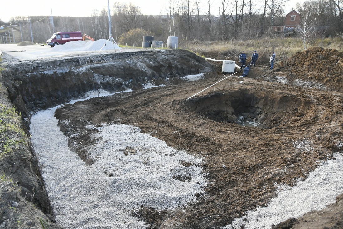 Ремонт провала на Щекинском шоссе: ФОТО
