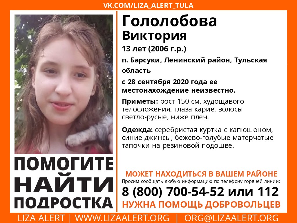 В Тульской области пропала 13-летняя девочка | 30.09.2020 | Общество |  Центр71 - все новости Тулы