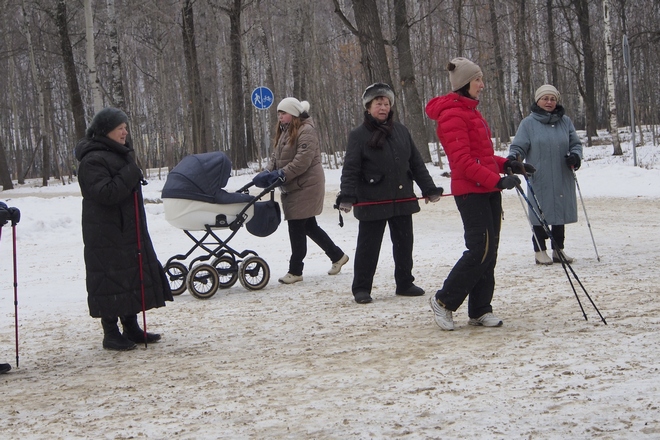 Скандинавская ходьба в Центральном парке; фоторепортаж